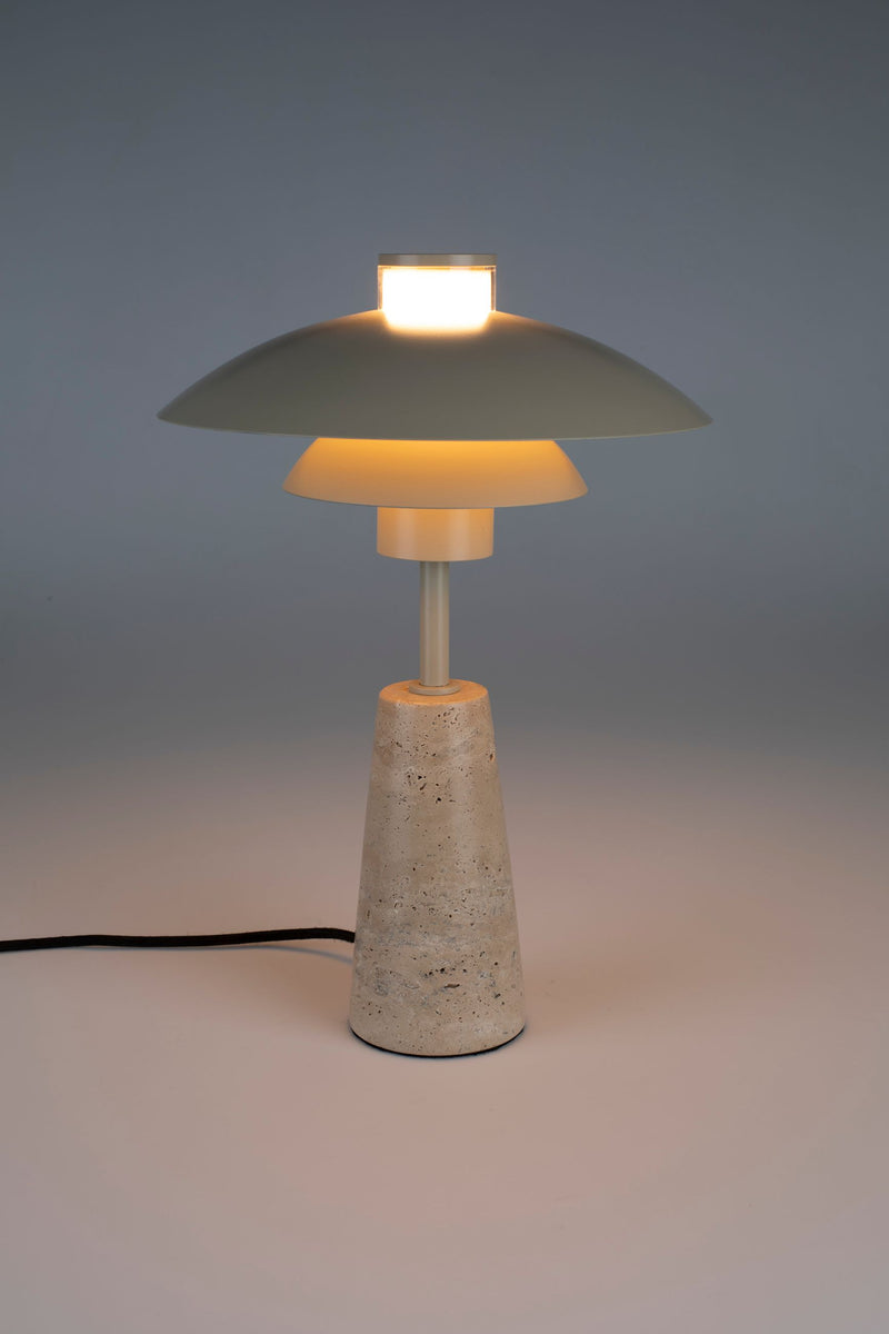 Tischlampe Cole aus Travertin in Beige von Zuiver mit E27-Fassung