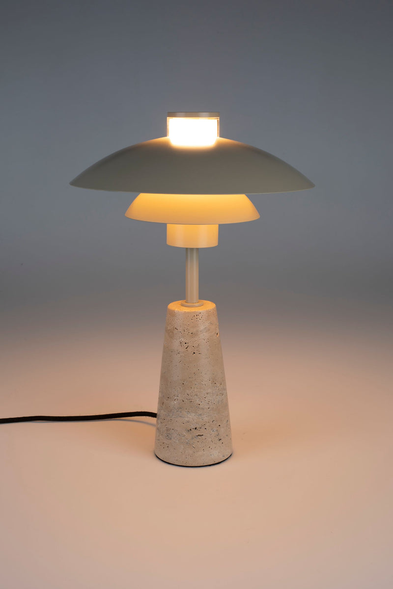 Tischlampe Cole aus Travertin in Beige von Zuiver mit E27-Fassung
