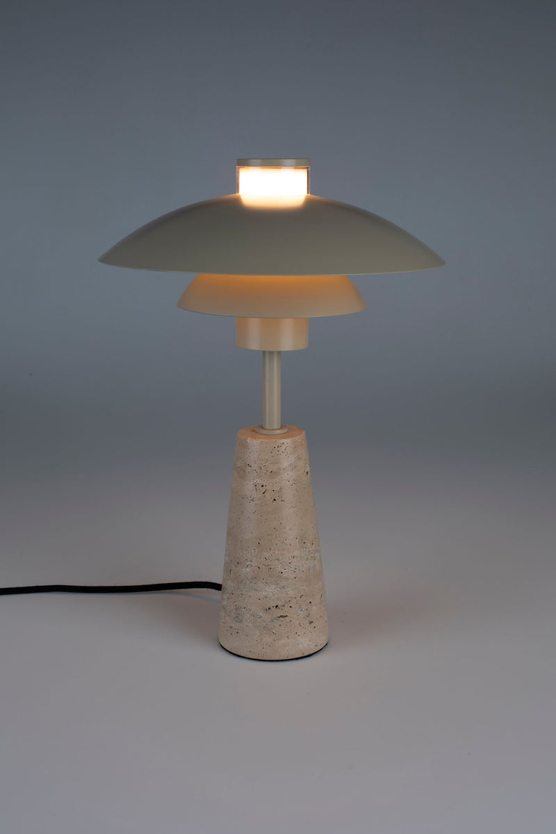 Tischlampe Cole aus Travertin in Beige von Zuiver mit E27-Fassung