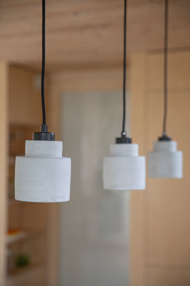 Pendelleuchte Left Concrete, Grau aus Beton mit Textilkabel von Zuiver