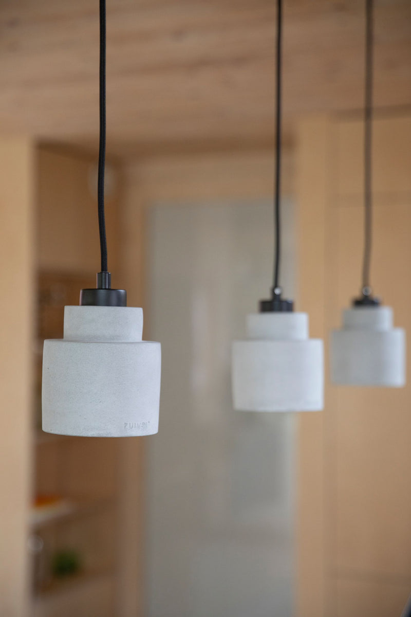 Pendelleuchte Left Concrete, Grau aus Beton mit Textilkabel von Zuiver