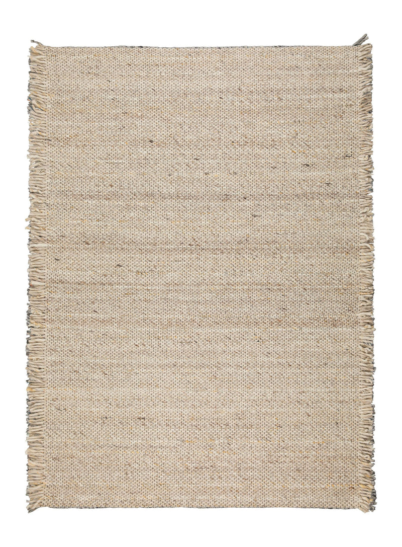 Teppich Frills 170x240 cm Beige/Yellow aus Wolle mit Fransenbordüre