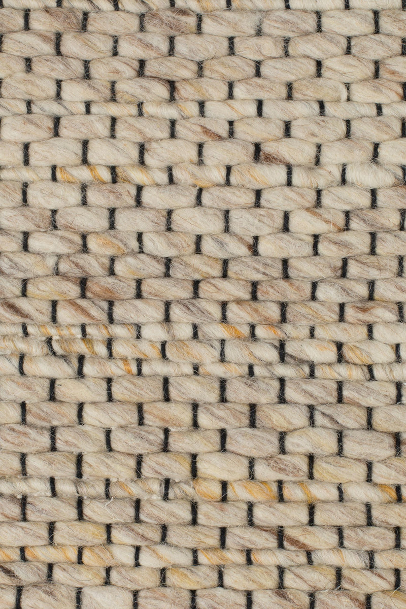 Teppich Frills 170x240 cm Beige/Yellow aus Wolle mit Fransenbordüre
