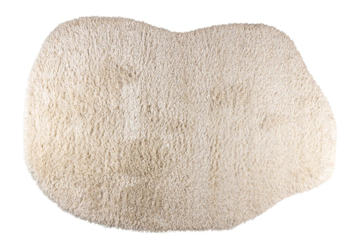 Wollteppich Tasty 200x290 Beige mit strukturiertem Hochflor in Gesamtansicht von oben.