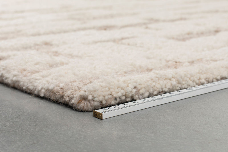 Teppich Hills 160x230 cm aus Wolle, Beige, Handgewebt für Wohnzimmer