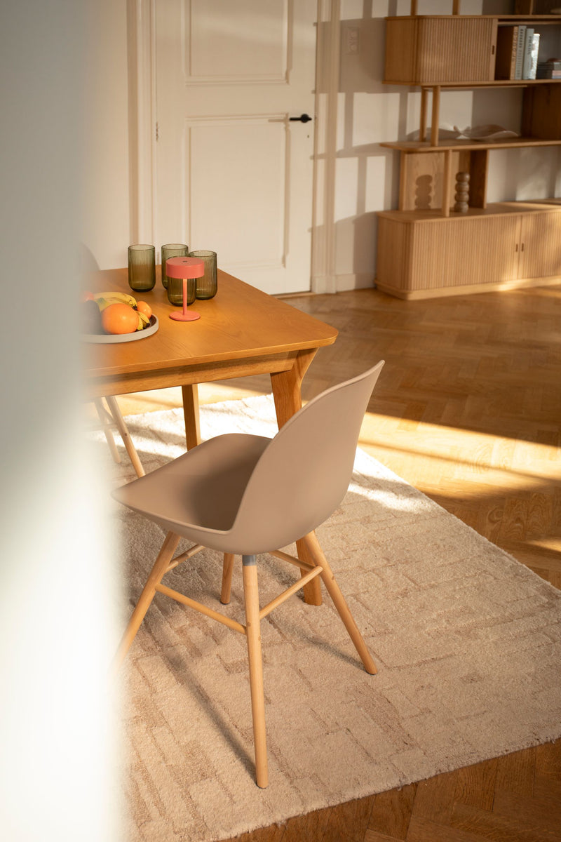 Teppich Hills 160x230 cm aus Wolle, Beige, Handgewebt für Wohnzimmer