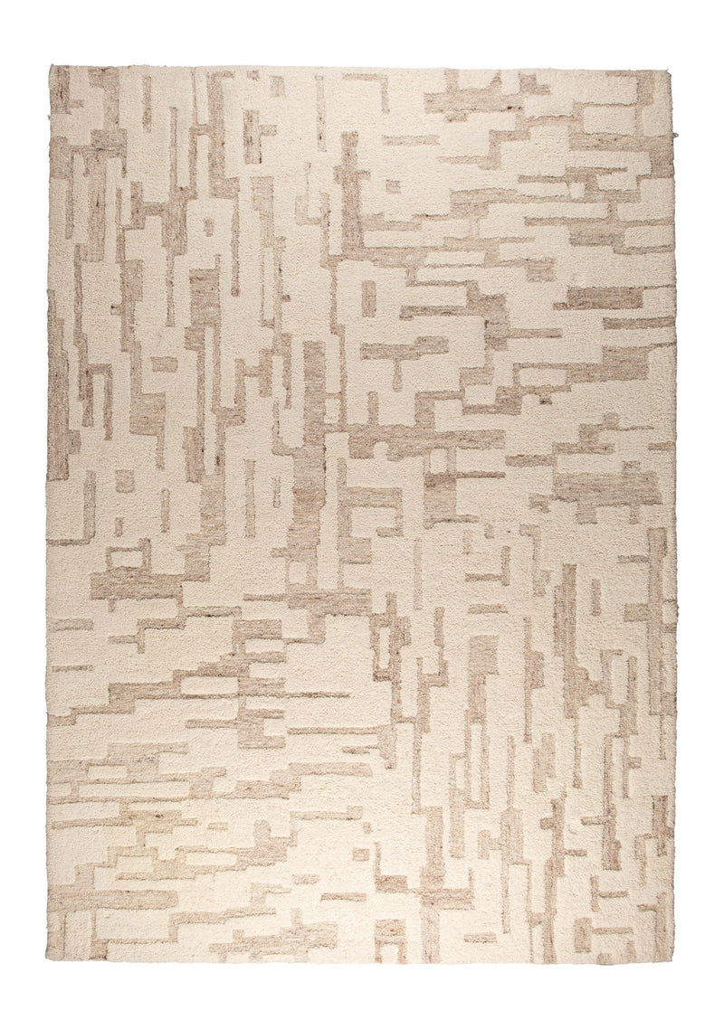 Teppich Hills 200x300, Beige mit Wollflor, handgewebt fürs Wohnzimmer