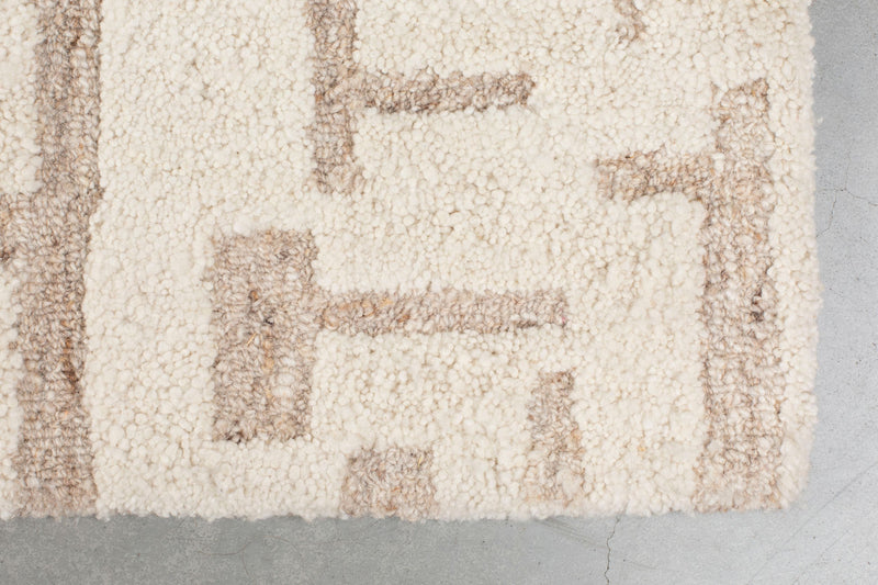 Teppich Hills 200x300, Beige mit Wollflor, handgewebt fürs Wohnzimmer