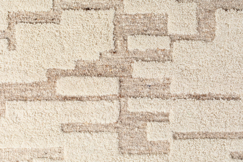 Teppich Hills 200x300, Beige mit Wollflor, handgewebt fürs Wohnzimmer