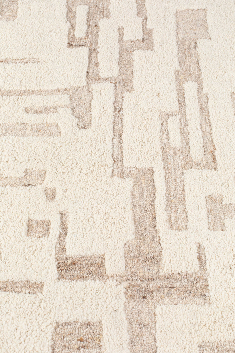 Teppich Hills 200x300, Beige mit Wollflor, handgewebt fürs Wohnzimmer