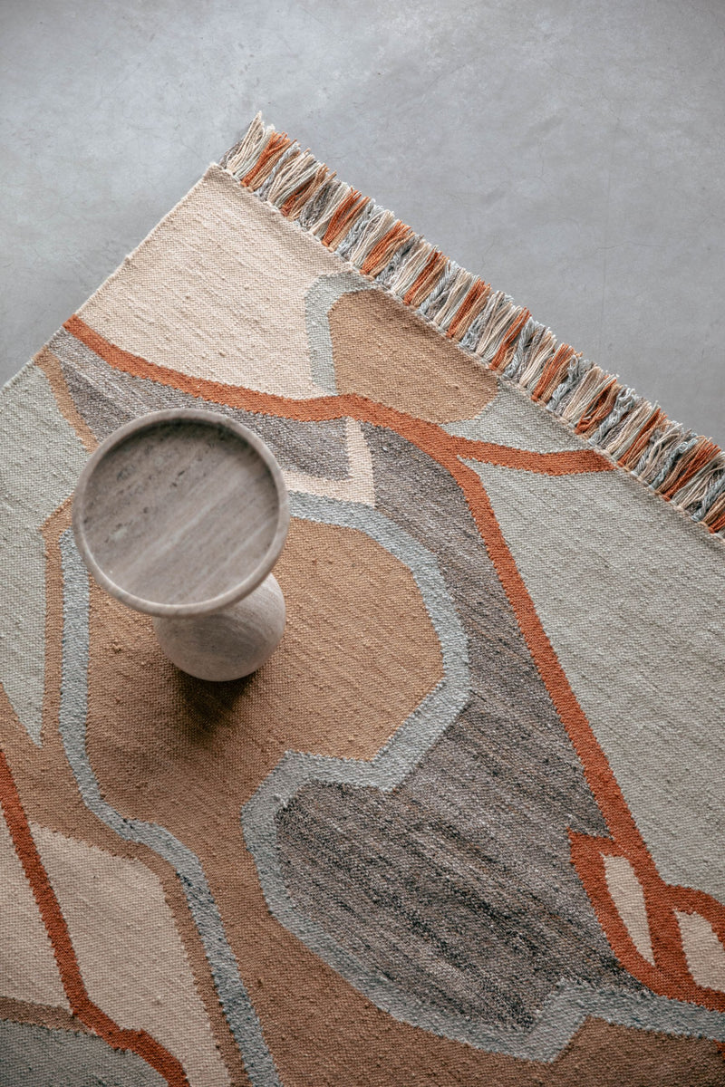 Teppich Saigon 160x230 handgewebt aus recyceltem PET in Orange
