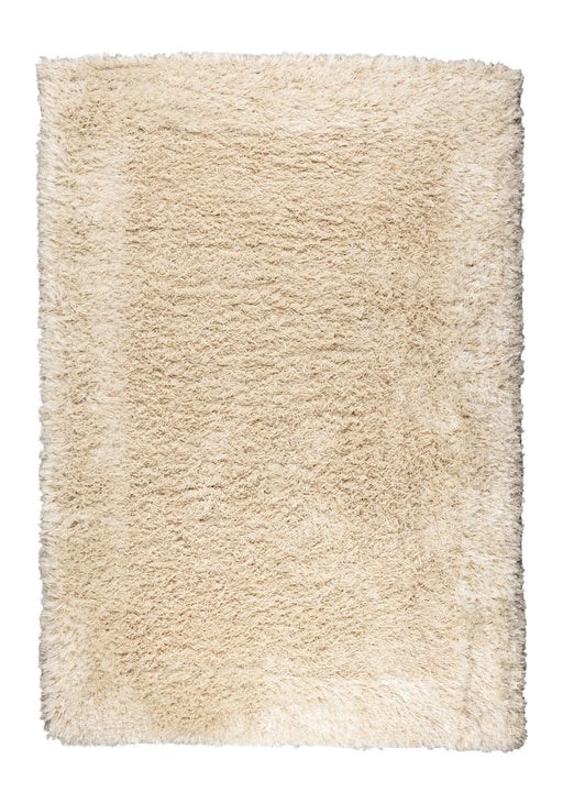 Teppich Curly 200x290 cm in Beige mit strukturierter Wollflorfläche in Gesamtansicht.