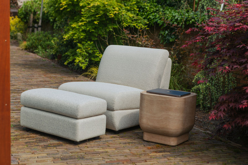 Outdoor Hocker Mississippi in Beige aus wetterfestem Polyester