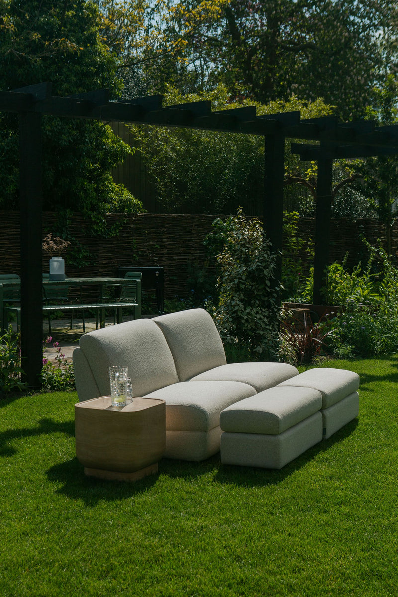 Outdoor Hocker Mississippi in Beige aus wetterfestem Polyester