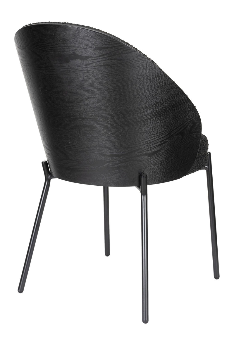 Esszimmerstuhl Rodin im 2er-Set mit Bouclé in Schwarz von Dutchbone