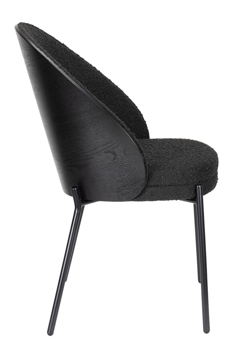 Esszimmerstuhl Rodin im 2er-Set mit Bouclé in Schwarz von Dutchbone