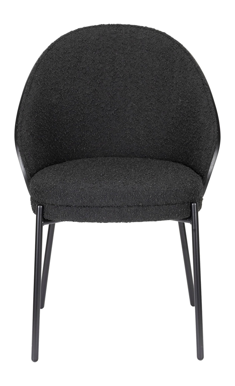 Esszimmerstuhl Rodin im 2er-Set mit Bouclé in Schwarz von Dutchbone