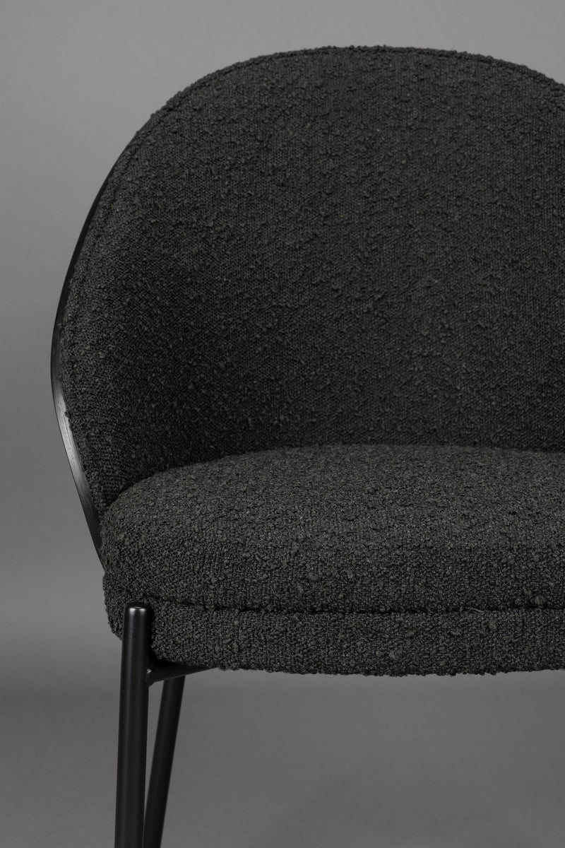 Esszimmerstuhl Rodin im 2er-Set mit Bouclé in Schwarz von Dutchbone