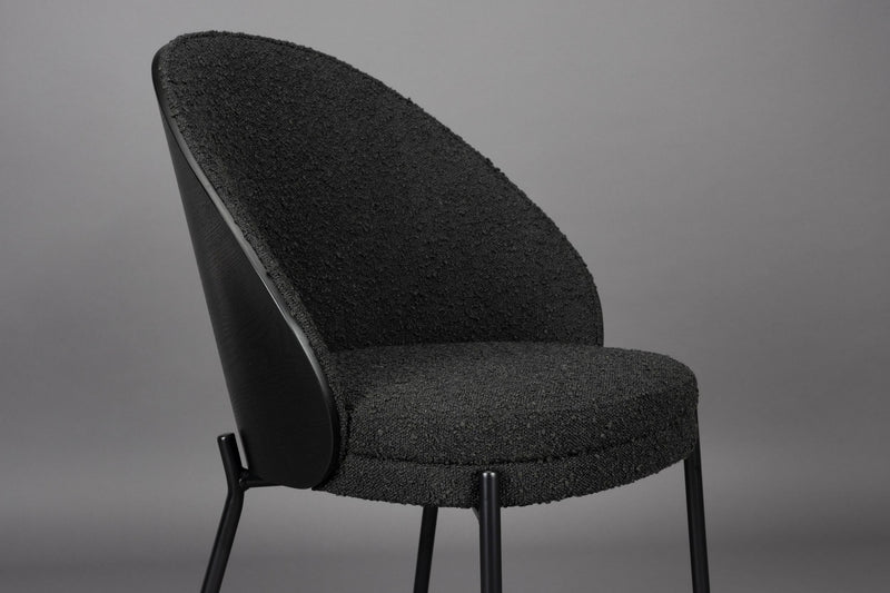 Esszimmerstuhl Rodin im 2er-Set mit Bouclé in Schwarz von Dutchbone