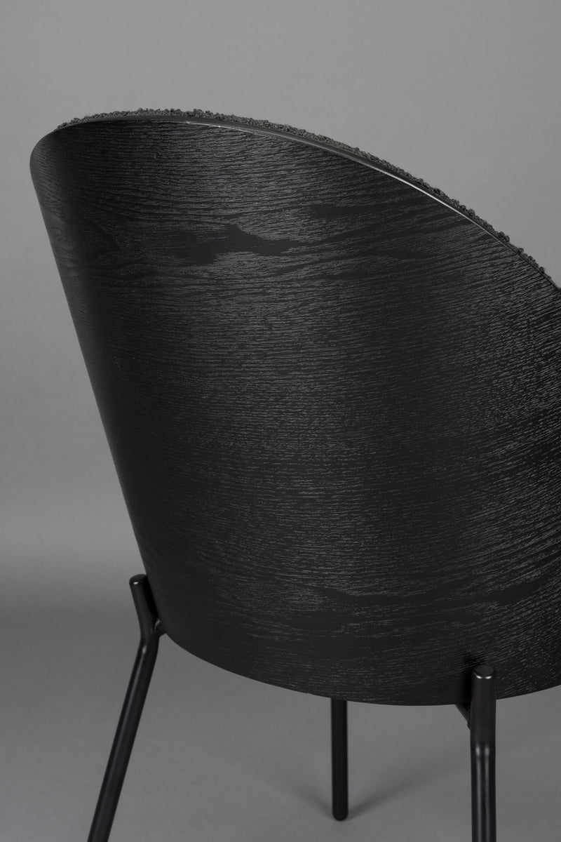 Esszimmerstuhl Rodin im 2er-Set mit Bouclé in Schwarz von Dutchbone