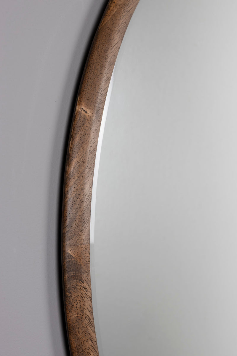 Spiegel Gale rund mit Holzrahmen in Walnussfarbe, Ø80 cm von Dutchbone