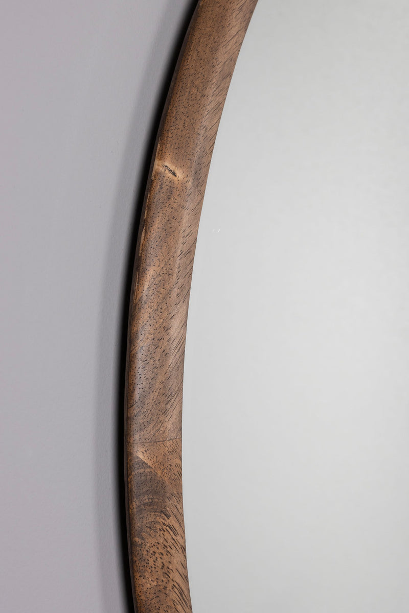Spiegel Gale rund mit Holzrahmen in Walnussfarbe, Ø80 cm von Dutchbone