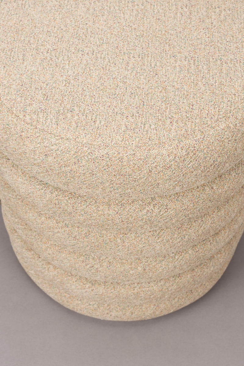 Sitzhocker Fern Beige mit Bouclé-Bezug im Boho-Chic von Dutchbone