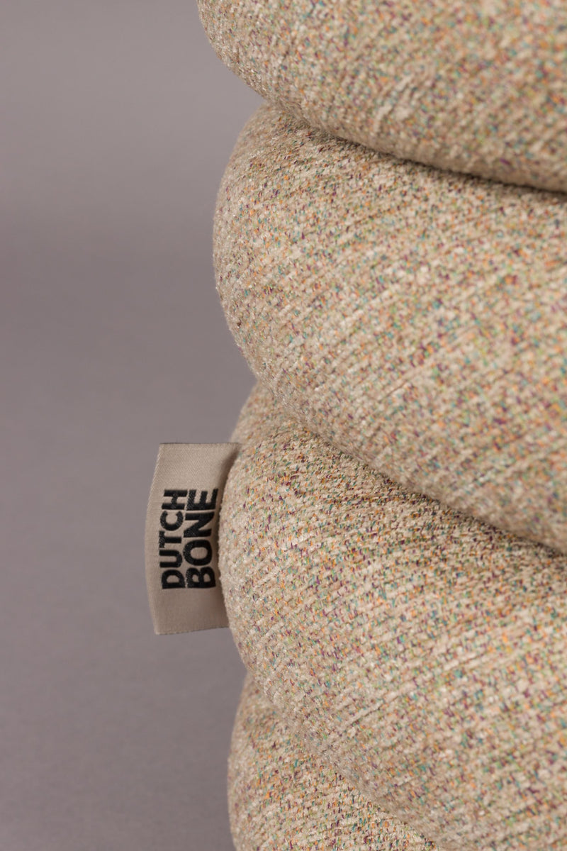 Sitzhocker Fern Beige mit Bouclé-Bezug im Boho-Chic von Dutchbone