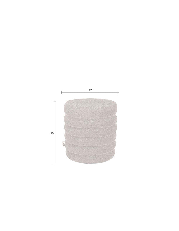 Sitzhocker Fern Beige mit Bouclé-Bezug im Boho-Chic von Dutchbone