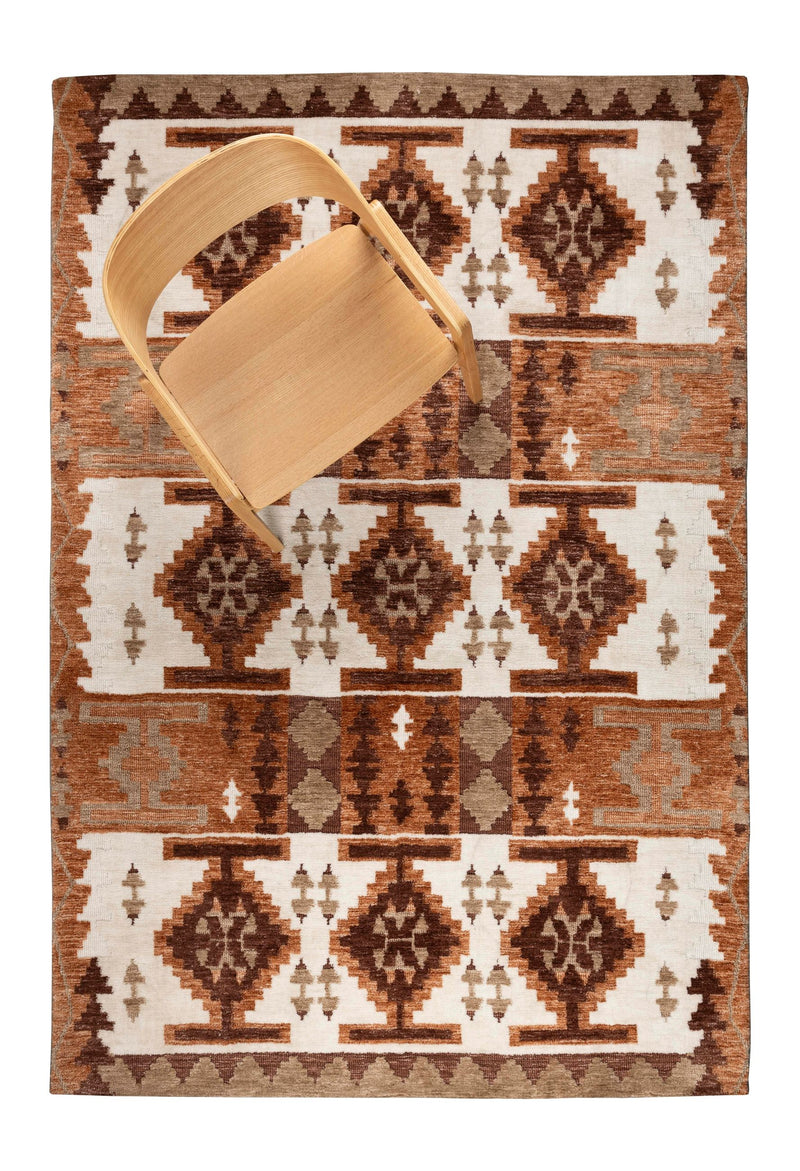 Teppich Maron 160x230 cm in Rot mit grafischem Muster von Dutchbone