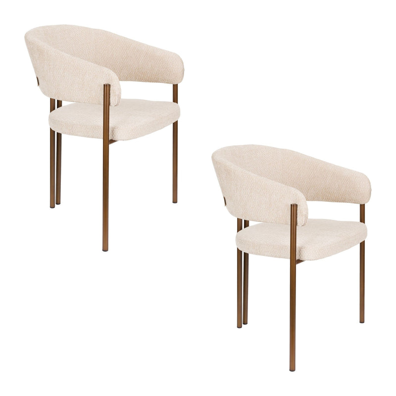 Esszimmerstuhl Naida im 2er-Set, Beige mit Bouclé-Bezug von Dutchbone