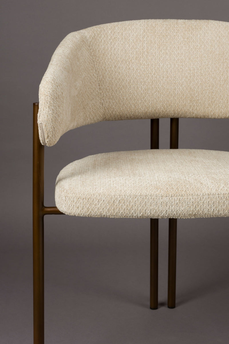 Esszimmerstuhl Naida im 2er-Set, Beige mit Bouclé-Bezug von Dutchbone