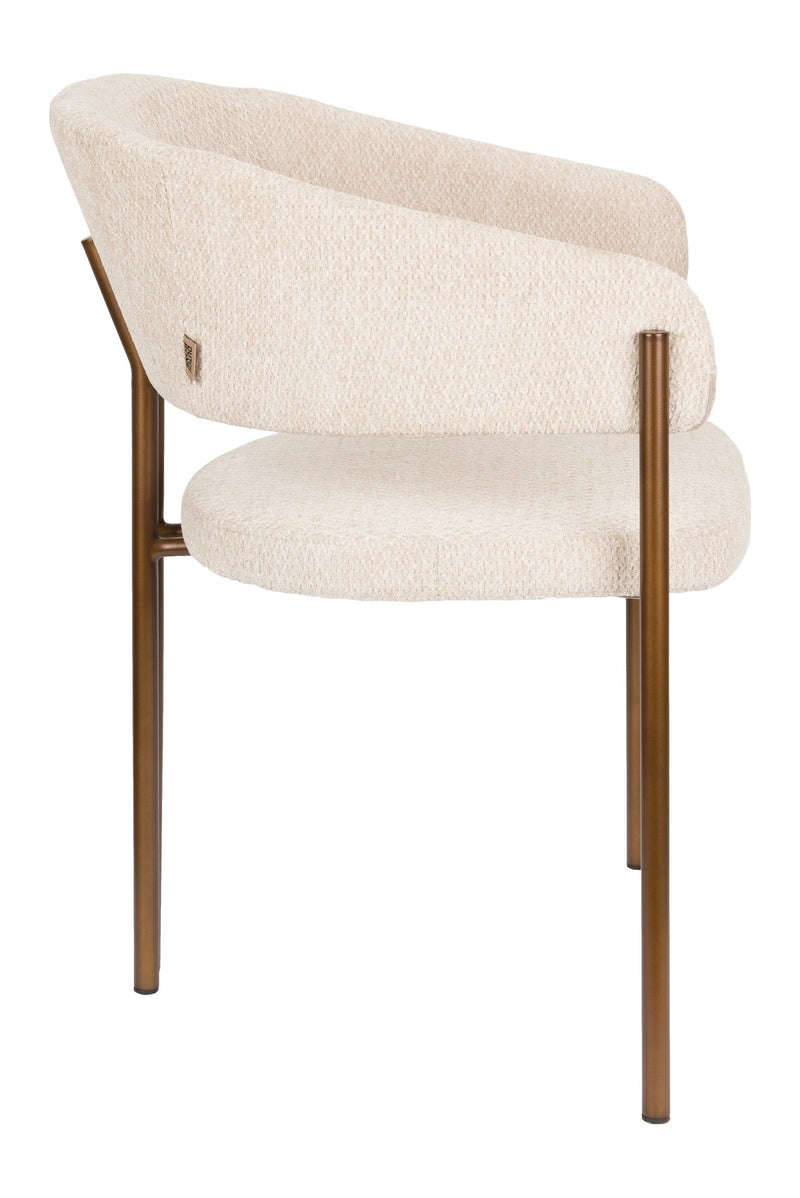 Esszimmerstuhl Naida im 2er-Set, Beige mit Bouclé-Bezug von Dutchbone