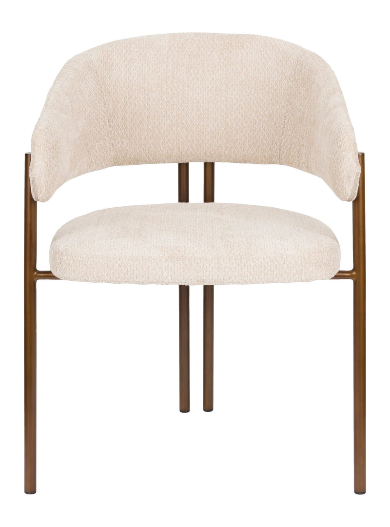 Esszimmerstuhl Naida im 2er-Set, Beige mit Bouclé-Bezug von Dutchbone