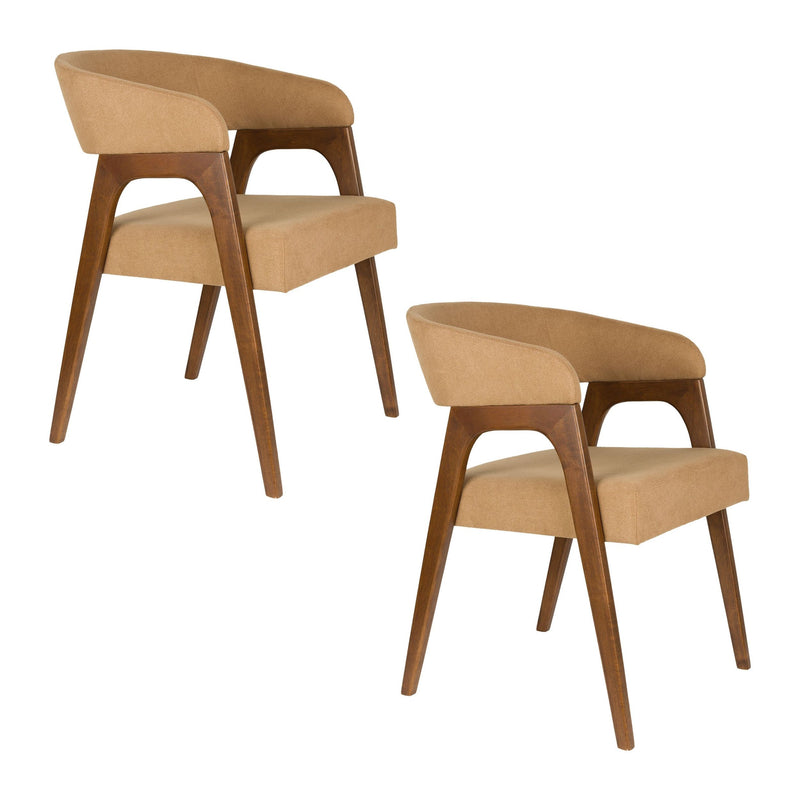 Sessel Adamello 2er-Set, Beige mit Gummibaumholz-Gestell von Dutchbone