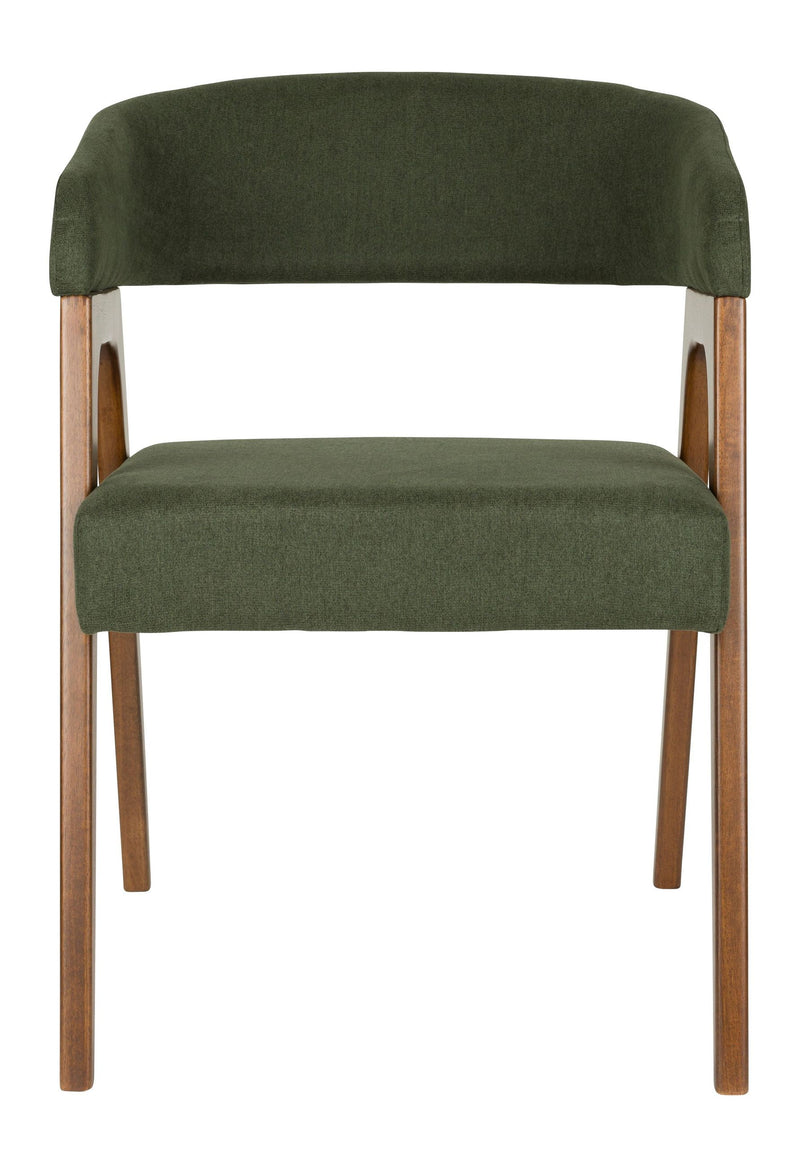 Sessel Adamello Green im 2er-Set, Stoffbezug mit Gummibaumholz