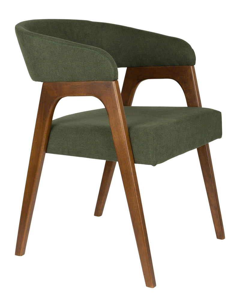 Sessel Adamello Green im 2er-Set, Stoffbezug mit Gummibaumholz