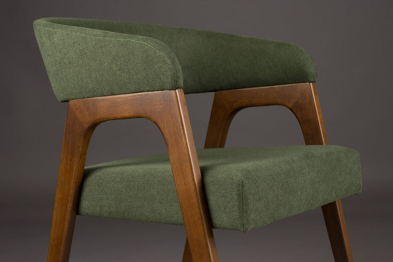 Sessel Adamello Green im 2er-Set, Stoffbezug mit Gummibaumholz