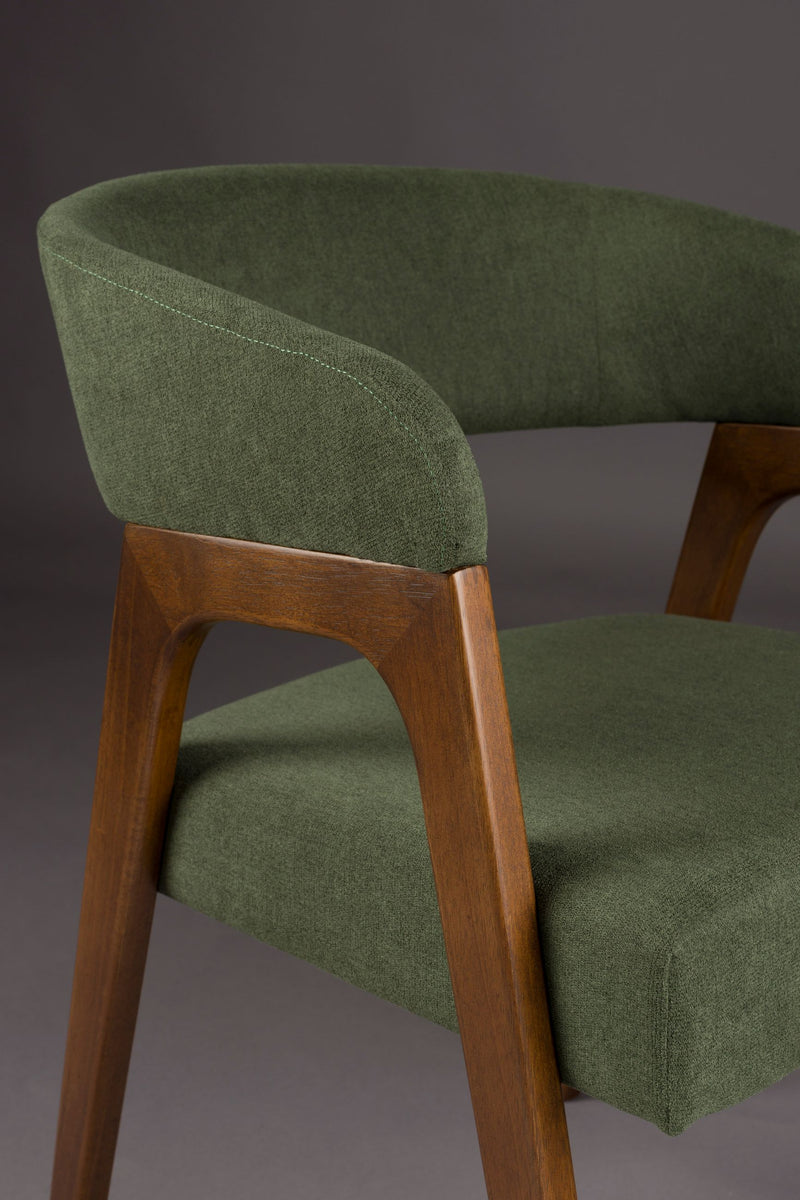 Sessel Adamello Green im 2er-Set, Stoffbezug mit Gummibaumholz