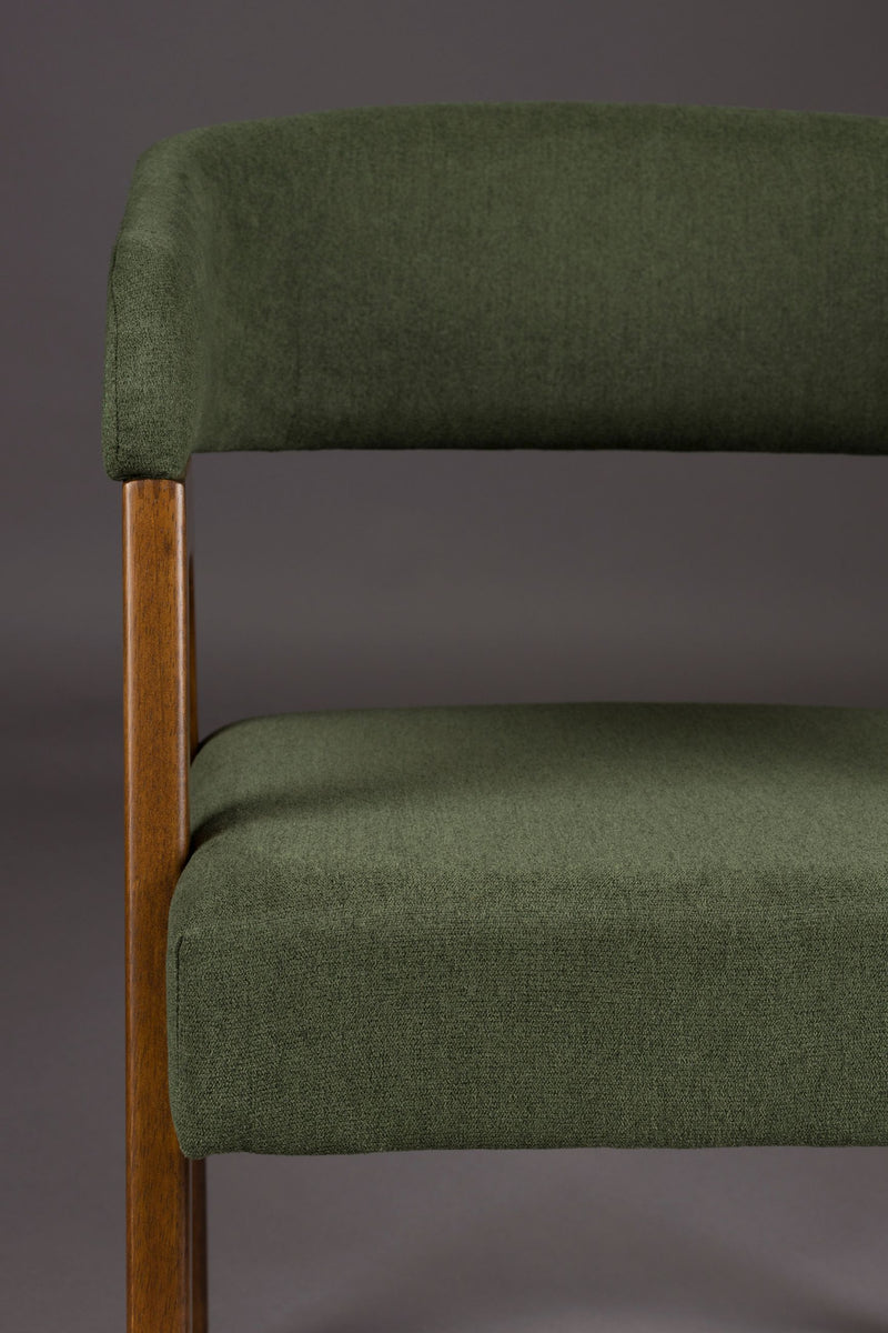 Sessel Adamello Green im 2er-Set, Stoffbezug mit Gummibaumholz