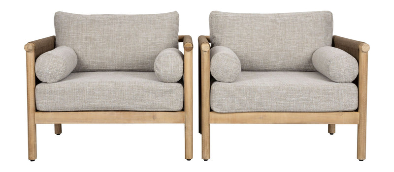 Loungesessel Oasis im 2er-Set, Beige aus Akazienholz – Dutchbone