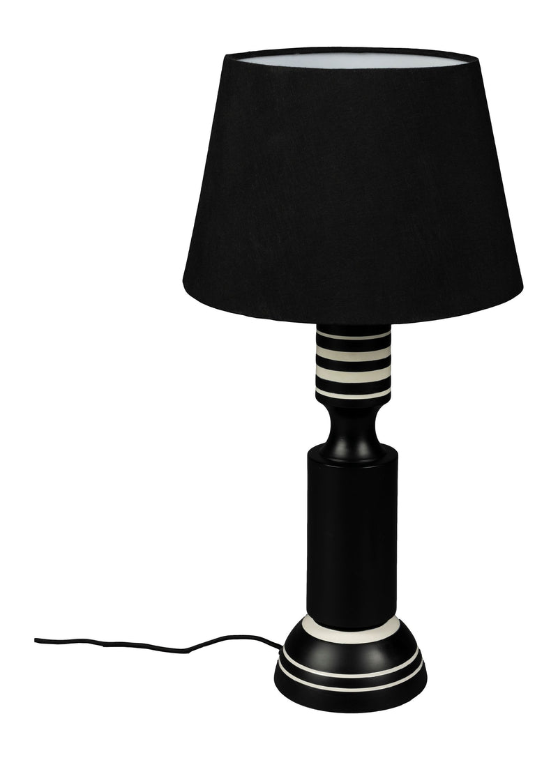 Tischlampe Virgil Dutchbone im Vintage-Look, Schwarz mit Leinenschirm