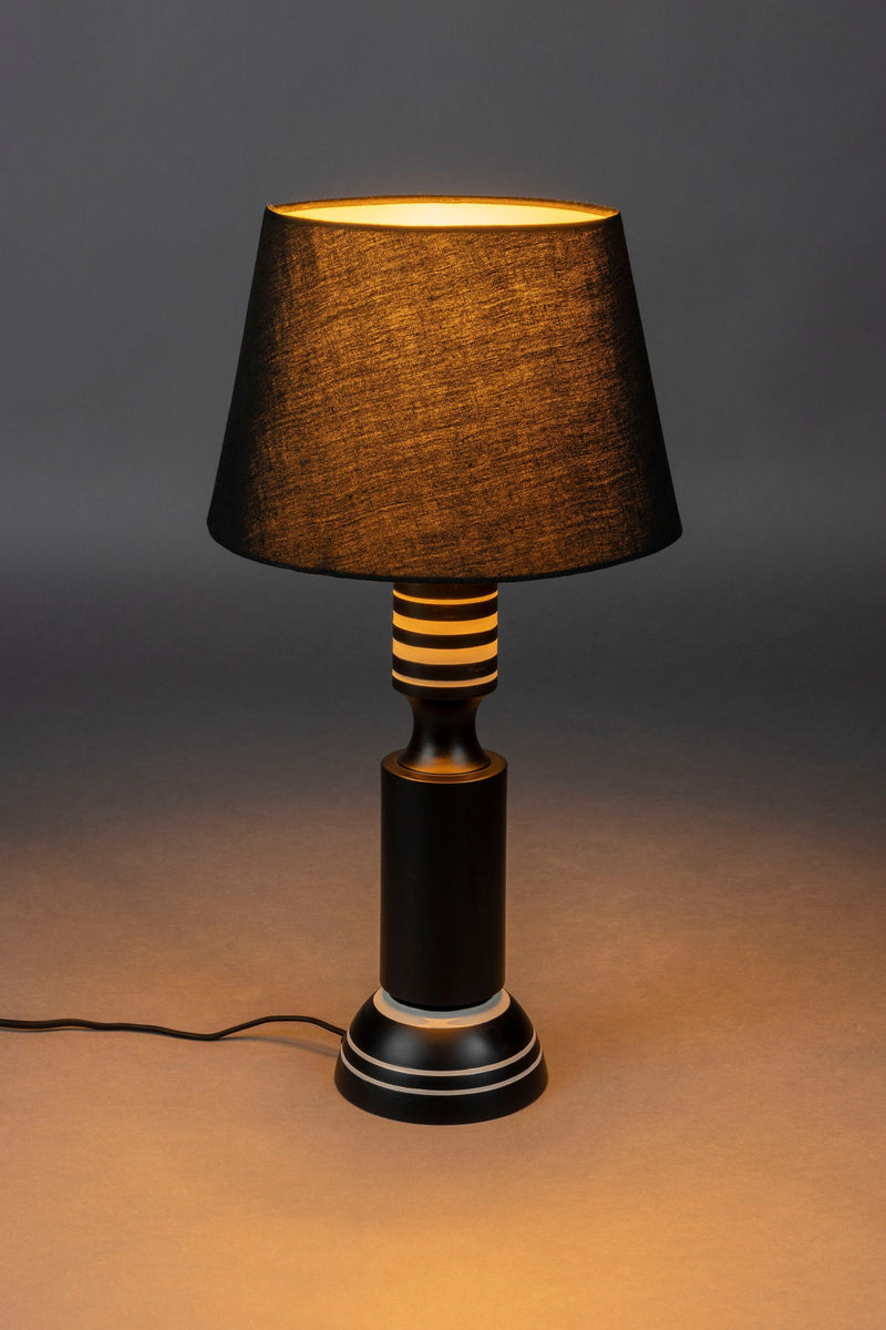 Tischlampe Virgil Dutchbone im Vintage-Look, Schwarz mit Leinenschirm