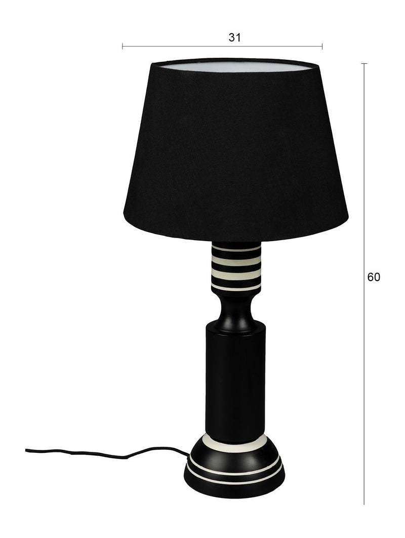 Tischlampe Virgil Dutchbone im Vintage-Look, Schwarz mit Leinenschirm