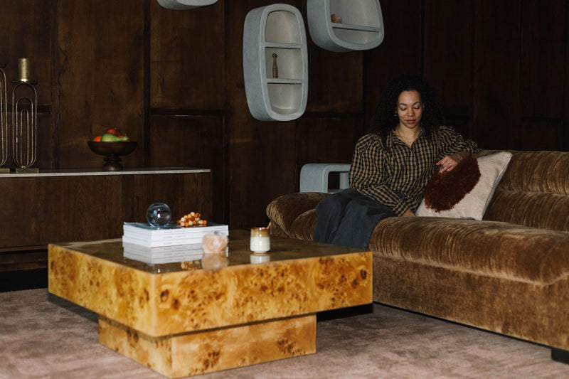 Couchtisch Quinn von Dutchbone mit Nussbaumfurnier im Retro-Look