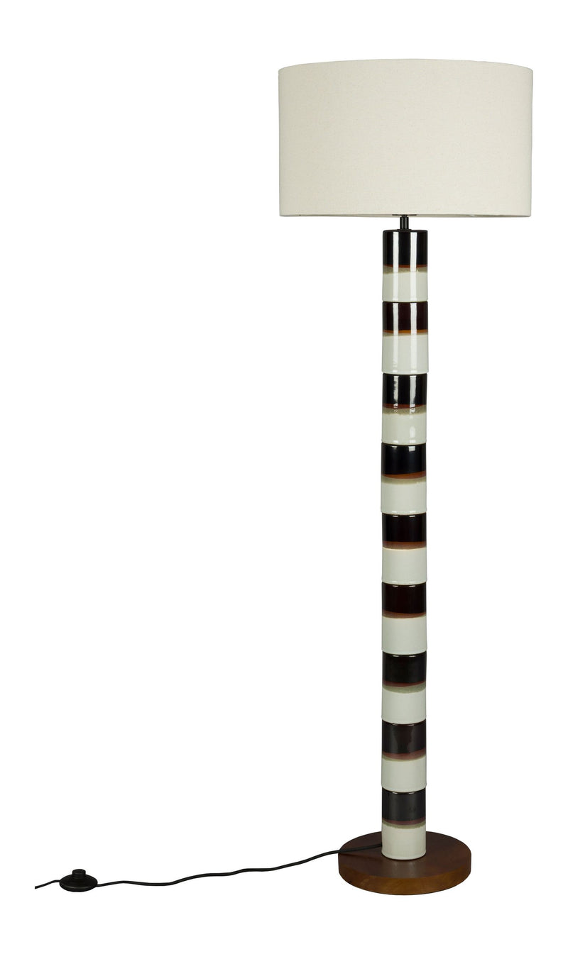 Stehlampe Vertigo Dutchbone, Nussbaumholz-Fuß mit Leinenschirm
