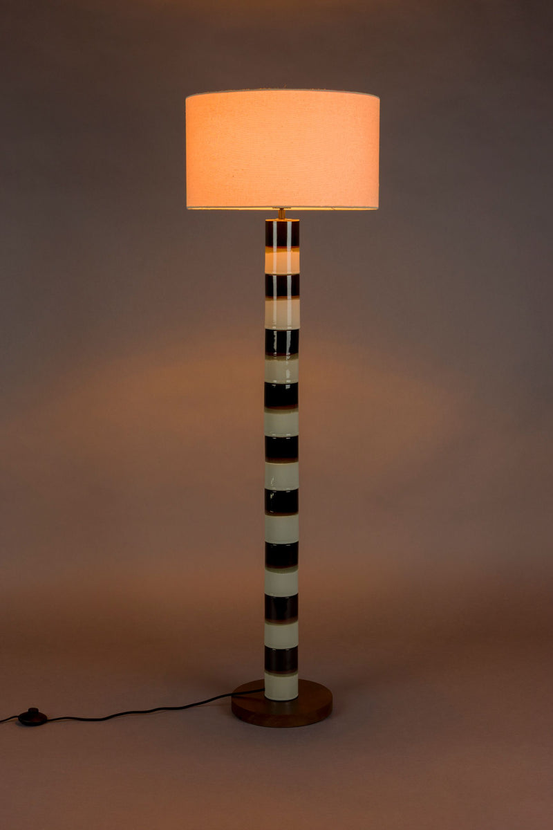 Stehlampe Vertigo Dutchbone, Nussbaumholz-Fuß mit Leinenschirm