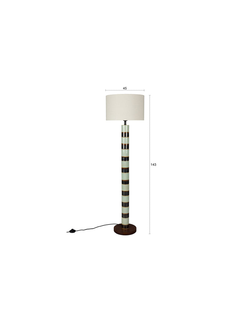 Stehlampe Vertigo Dutchbone, Nussbaumholz-Fuß mit Leinenschirm