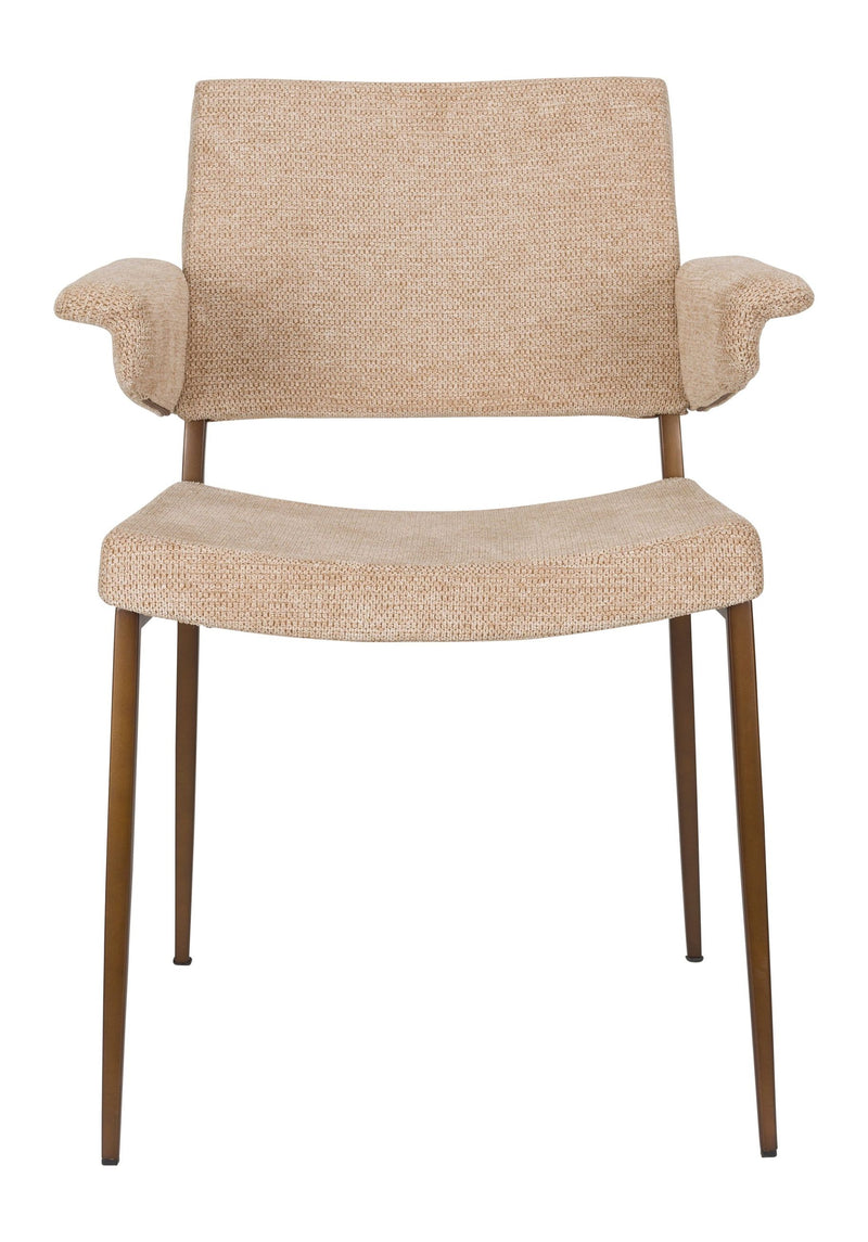 Sessel Portland im 2er-Set, Beige mit Metallgestell in Antik-Optik