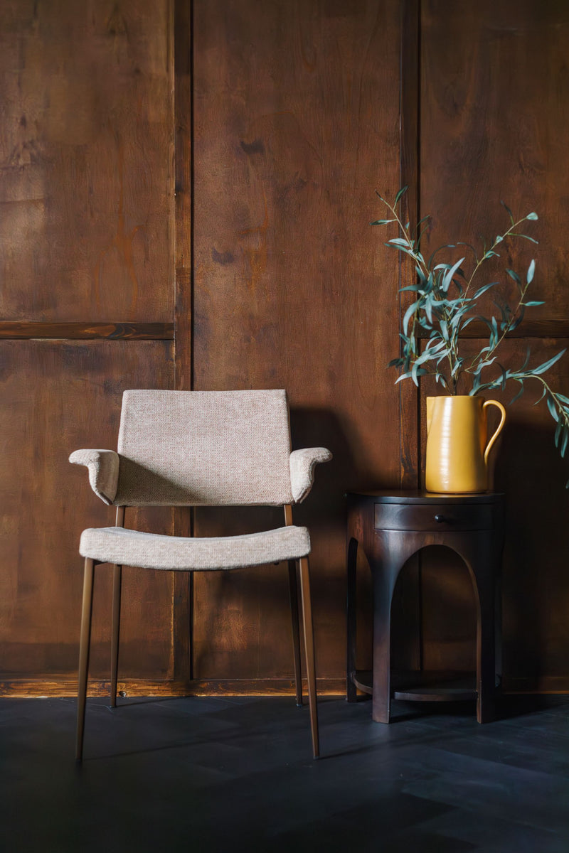 Sessel Portland im 2er-Set, Beige mit Metallgestell in Antik-Optik